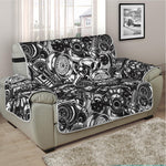 Black And White Mechanic Pattern Print Half Sofa Protector