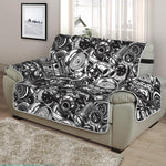 Black And White Mechanic Pattern Print Half Sofa Protector