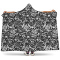 Black And White Mechanic Pattern Print Hooded Blanket