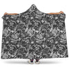 Black And White Mechanic Pattern Print Hooded Blanket