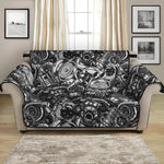 Black And White Mechanic Pattern Print Loveseat Protector