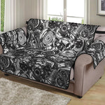 Black And White Mechanic Pattern Print Loveseat Protector