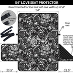 Black And White Mechanic Pattern Print Loveseat Protector