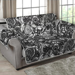 Black And White Mechanic Pattern Print Loveseat Protector