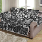 Black And White Mechanic Pattern Print Loveseat Protector