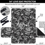 Black And White Mechanic Pattern Print Loveseat Protector