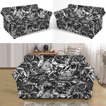 Black And White Mechanic Pattern Print Loveseat Slipcover