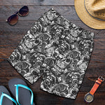 Black And White Mechanic Pattern Print Men's Shorts