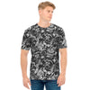 Black And White Mechanic Pattern Print Men's T-Shirt