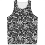 Black And White Mechanic Pattern Print Men's Tank Top