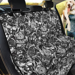 Black And White Mechanic Pattern Print Pet Car Back Seat Cover