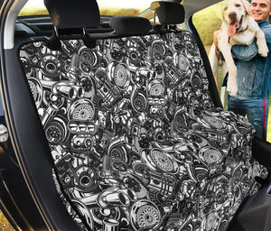 Black And White Mechanic Pattern Print Pet Car Back Seat Cover