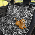 Black And White Mechanic Pattern Print Pet Car Back Seat Cover