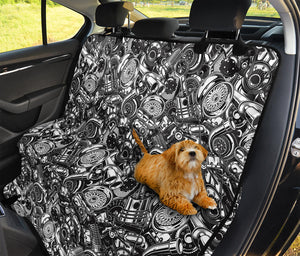 Black And White Mechanic Pattern Print Pet Car Back Seat Cover