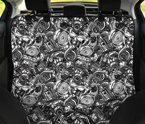 Black And White Mechanic Pattern Print Pet Car Back Seat Cover