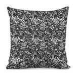 Black And White Mechanic Pattern Print Pillow Cover