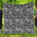 Black And White Mechanic Pattern Print Quilt