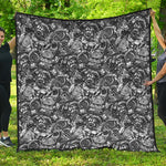 Black And White Mechanic Pattern Print Quilt