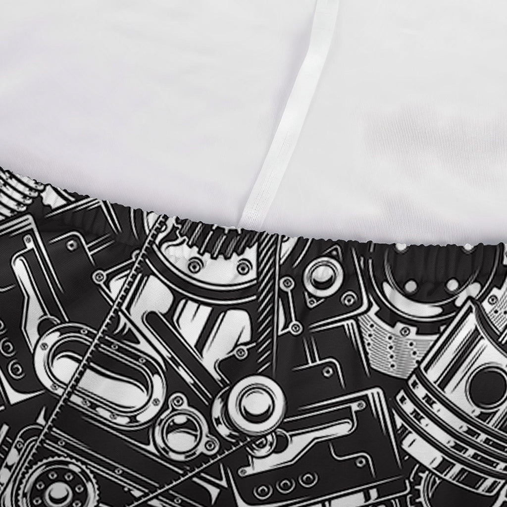 Black And White Mechanic Pattern Print Sofa Cover