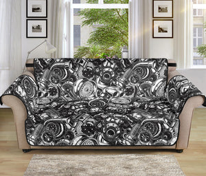 Black And White Mechanic Pattern Print Sofa Protector