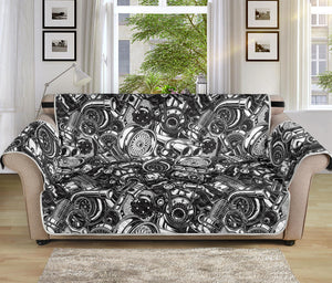 Black And White Mechanic Pattern Print Sofa Protector