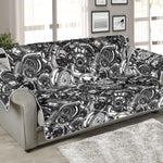 Black And White Mechanic Pattern Print Sofa Protector