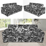 Black And White Mechanic Pattern Print Sofa Slipcover