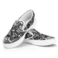 Black And White Mechanic Pattern Print White Slip On Sneakers