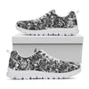 Black And White Mechanic Pattern Print White Sneakers