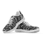 Black And White Mechanic Pattern Print White Sneakers