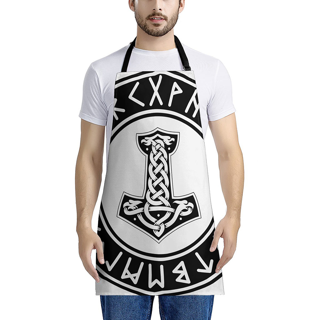 Black And White Mjolnir Print Apron