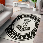 Black And White Mjolnir Print Area Rug