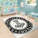 Black And White Mjolnir Print Area Rug