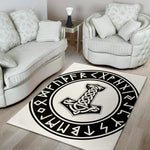 Black And White Mjolnir Print Area Rug