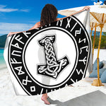 Black And White Mjolnir Print Beach Sarong Wrap