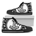 Black And White Mjolnir Print Black High Top Sneakers