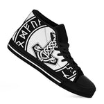 Black And White Mjolnir Print Black High Top Shoes