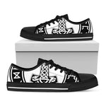 Black And White Mjolnir Print Black Low Top Shoes 