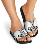 Black And White Mjolnir Print Black Slide Sandals
