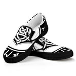 Black And White Mjolnir Print Black Slip On Shoes