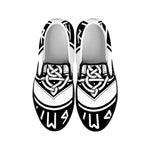 Black And White Mjolnir Print Black Slip On Shoes