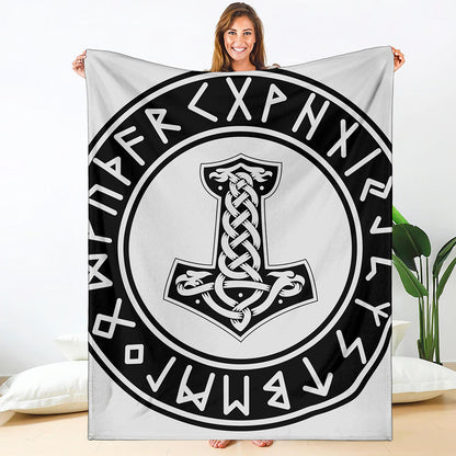 Black And White Mjolnir Print Blanket