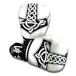 Black And White Mjolnir Print Boxing Gloves