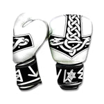 Black And White Mjolnir Print Boxing Gloves