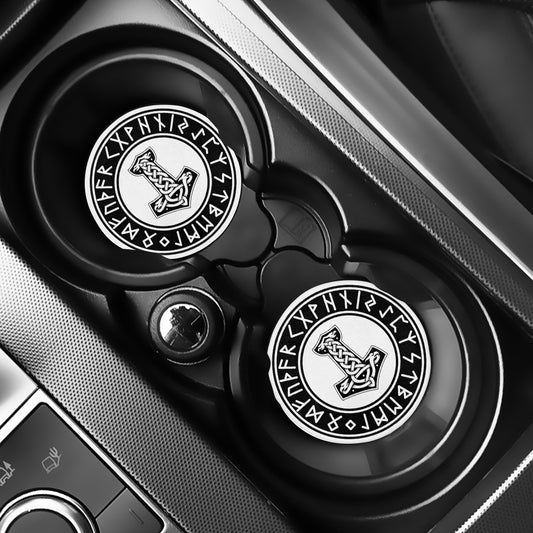 Black And White Mjolnir Print Car Coasters