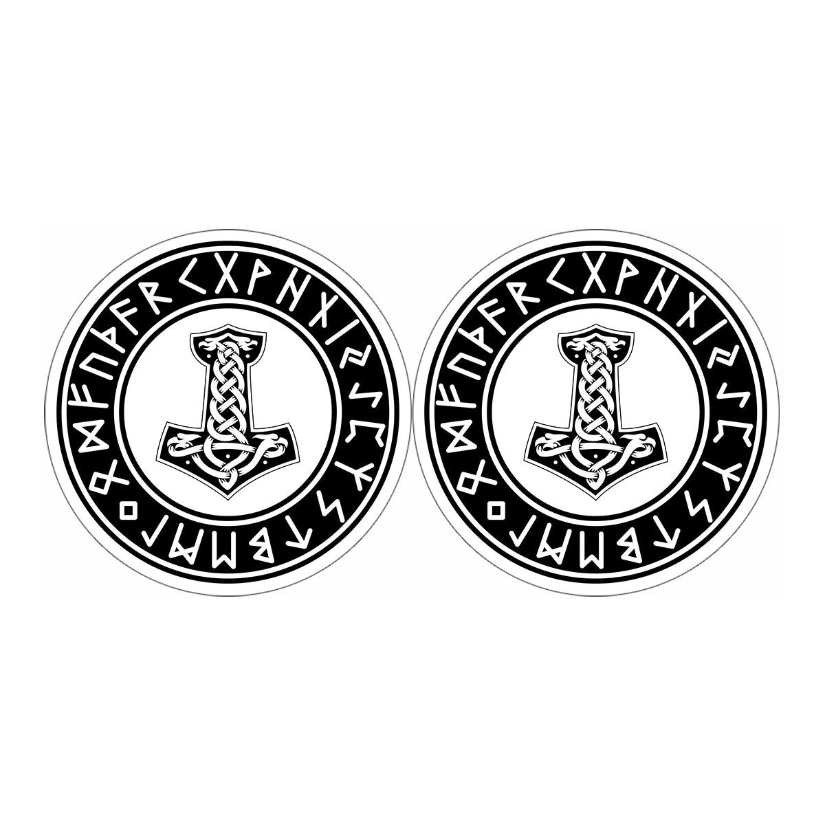 Black And White Mjolnir Print Car Coasters