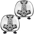 Black And White Mjolnir Print Car Headrest Covers