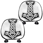 Black And White Mjolnir Print Car Headrest Covers
