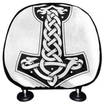 Black And White Mjolnir Print Car Headrest Covers