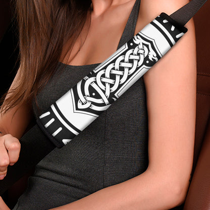 Black And White Mjolnir Print Car Seat Belt Covers